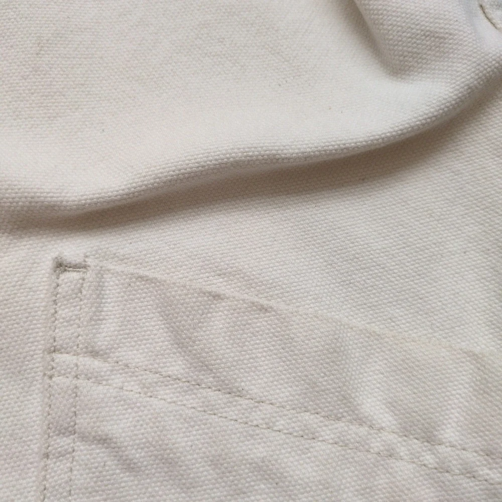 Vtg 90s Ruff Hewn Barn Chore Jacket White Canvas Corduroy Collar Workwear Large